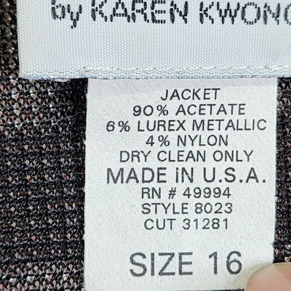 R&M Richards size 16 Womens 3 Piece Pant Set Sparkle Tank Striped Cardigan Outfi - Picture 4 of 13